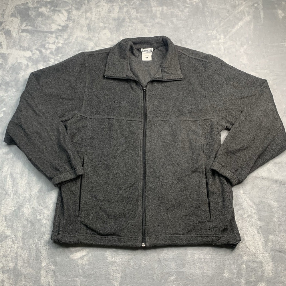 Columbia Fleece Full‎ Zip Jacket Mens Size Large Grey Soft